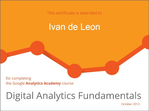 Certificate - Digital Analytics Fundamentals - Analytics Academy Courses